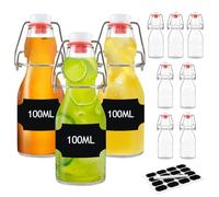 DZAEMOSIIE 10 botellas de cristal de 100 ml con cierre de clip, para rellenar, botellas pequeñas para rellenar, botellas de vidrio para aceite, vinagre, zumo, limonada, ponche de huevo, jarabe