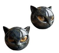 DzaiCrkwd Luxury Black Cat Stone Sculpture, Hand-Carved Crystal & Healing Stone, Black Sculpture of Cats Head, Elegant Home Décor & Gift-Ready Art Piece Present for Women Men (2)
