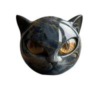 DzaiCrkwd Luxury Black Cat Stone Sculpture, Hand-Carved Crystal & Healing Stone, Black Sculpture of Cats Head, Elegant Home Décor & Gift-Ready Art Piece Present for Women Men (1)