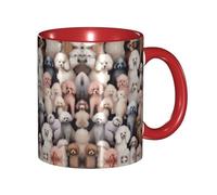 DZBDWZXH Tazas de café de cerámica roja de 325 ml, diseño de caniches, taza de café de restaurante para café, capuchino, té, cacao, cereales
