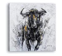 DZCPP-HongYu Impresiones de pintura al óleo abstracta de toro blanco y negro en lienzo, decoración de arte de pared de lienzo para oficina, sala de estar, dormitorio