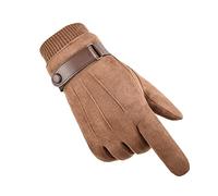DZEREN Guantes De Pantalla Táctil Hombres Más Terciopelo Engrosado A Prueba De Viento Impermeable Alpinismo Ciclismo Al Aire Libre Fitness Dedo Largo Pantalla Táctil Gamuza Guantes Cálidos Marrón