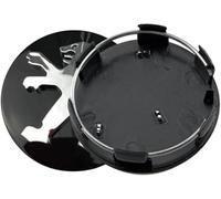 dzggs 4 Piezas Coche Rueda Tapas Centrales para Peugeot 206 207 307 308 301 407 408 508 2008 60mm, Tapabujes Rueda Tapa Centro Herrumbre Tapacubos Impermeable Neumáticos Llantas,Black
