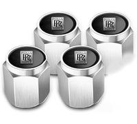 dzggs 4 Piezas Coche Tapas para Válvulas para Rolls Royce, Prueba Fugas Tapones Antipolvo Tapas de Válvulas de Neumáticos Duraderas Accesorios Neumáticos,Silver