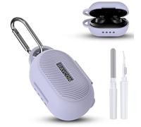 DZHAXIE Raycon Everyday Classic - Funda de silicona suave a prueba de golpes para auriculares Raycon Bluetooth inalámbricos, funda protectora ultraligera con kit de limpieza y llavero, color morado