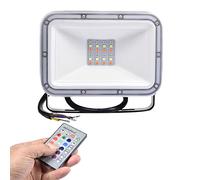 DZHHBSPQ Foco LED RGB de 10 W con Memoria, 16 Colores, 4 Modos, IP66, Resistente al Agua, Foco de Seguridad, Control Remoto para decoración de escenarios, paisajes y Jardines.