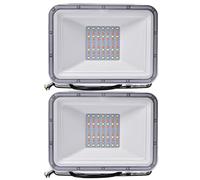 DZHHBSPQ Paquete de 2 Luces de Seguridad LED RGB de 50 W, focos LED con Control Remoto, Foco de Pared Impermeable IP66, 16 Colores, 4 Modos de Funcionamiento, función de Memoria, lámpara de