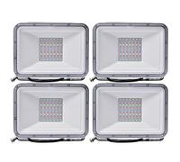 DZHHBSPQ Paquete de 4 Luces de Seguridad LED RGB de 50 W, focos LED con Control Remoto, Foco de Pared Impermeable IP66, 16 Colores, 4 Modos de Funcionamiento, función de Memoria, lámpara de