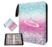 Dzhuywer Carpeta de tarjetas coleccionables para 9 bolsillos, 1080 tarjetas con 60 fundas extraíbles con cremallera de protección, pulsera de fácil transporte, álbumes de tarjetas coleccionables