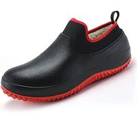 Dzhzuj Zapatos De Trabajo De Invierno Unisex para Chef Impermeables Y Antideslizantes, Zapatos De Trabajo Cómodos Y Seguros para Un Jardín Y Una Cocina Cálidos (Black-Red,43)