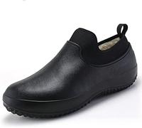 Dzhzuj Zapatos De Trabajo De Invierno Unisex para Chef Impermeables Y Antideslizantes, Zapatos De Trabajo Cómodos Y Seguros para Un Jardín Y Una Cocina Cálidos (Blcak,45)