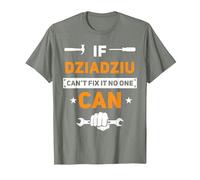 Dziadziu If Dziadziu Can't Fix It No One Can - Pulidor Divertido Camiseta, Hombre, Verde Militar Jaspeado, 3XL