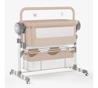 Dziranam Cuna Cododo Eléctrica para Recién Nacidos • Lecho de Bebé al Lado de la Cama • Altura Ajustable + Modo Mecedora + Colchón Confort Incluido(Caqui)