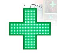 DzkZen Letrero Led De Cruz MéDica, Letrero Comercial De Cruz con Cadena, 3 Modos De Funcionamiento Ajustables, Cartelera para Farmacia, LáMpara De Letrero De Cruz para Farmacia Green-48 * 48cm