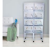 DZLL Jaula de Cría para Pájaros Jaula Grande de cría pequeñas Jaula de Aves Loro Canarios con Parque de Juegos Saltado Comedero con Ruedas Color Blanco (L-85 * 28 * 177CM)