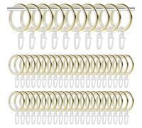 Dzmuero Anillas para Cortinas, 50 Piezas Argollas para Cortinas Metal con Ganchos y Anillo Silencioso, Diámetro Interior de 30 mm, Ganchos Cortinas para la Mayoría de Las Barras de Cortina (Oro)