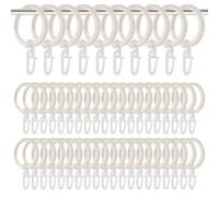 Dzmuero Anillas para Cortinas, 50 Piezas Argollas para Cortinas Metal con Ganchos y Anillo Silencioso, Diámetro Interior de 27 mm, Ganchos Cortinas para Mayoría de Las Barras de Cortina (Albaricoque)