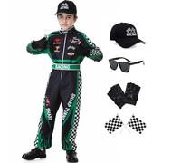 Dzorim Disfraz de Piloto de Coche, Ropa para Pilotos de Carreras, Dress Up con Guantes Gafas de Sol Gorro