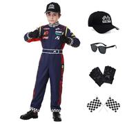 Dzorim Disfraz de Piloto de Coche, Ropa para Pilotos de Carreras, Dress Up con Guantes Gafas de Sol Gorro