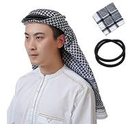 DZOZO Bufanda árabe Shemagh para hombre, bufanda árabe Kaffiyeh Shemagh, bufanda musulmana, hiyab, pañuelo para la cabeza de Oriente Medio, bufanda keffiyeh, bufanda árabe, bufanda árabe, bufanda
