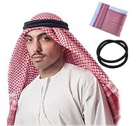 DZOZO Bufanda árabe Shemagh para hombre, bufanda árabe Kaffiyeh Shemagh, pañuelo para la cabeza, hiyab musulmán, pañuelo para la cabeza Keffiyeh de Oriente Medio, bufanda árabe, bufanda árabe, bufanda
