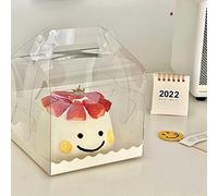 DZOZO Caja transparente para tartas de 6 pulgadas, caja de plástico transparente para hornear, caja de regalo transparente con asa y base para cupcakes, caramelos, chocolate y postres