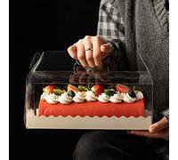 DZOZO - Juego de 10 cajas de pastel de plástico transparente con asa para perros calientes, magdalenas, magdalenas y postres