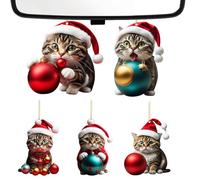 DzpKrka - de Gato para árbol de Navidad, 5 Piezas, para árbol de Navidad, diseño de | Colgante Colorido Realista para Puerta de Coche, Porche Mochila de cumpleaños