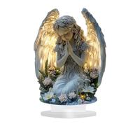 DzpKrka Decoración Angel Para Escritorio | Decoración Navidad Acrílico Oración Ángel 2D | Centro de Mesa Tranquilo para Interior Exterior Jardín Dormitorio Salón Comedor Estantería Cumpleaños -