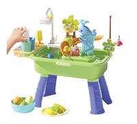 DzpKrka Fregadero De 4 En 1 con Aguas Corriente Y Bomba, 54x29x5 3cm Mesa De Agua para Niños 4 Años, Mesa De Agua para Niños con Juego De Pesca Y Tobogán, para Jardín, Patio, Playa, Camping, G