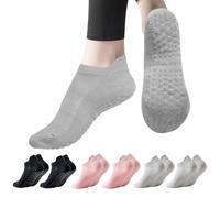 Dzpuhuojz 6 Pares Calcetines Pilates Antideslizantes,Mujer Transpirables Yoga Antideslizantes Calcetines para Pilates Reformer Pilates, Yoga, Ballet, Danza 35-40 (gray)