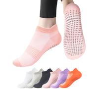 Dzpuhuojz 6 Pares Calcetines Pilates Antideslizantes,Mujer Transpirables Yoga Antideslizantes Calcetines para Pilates Reformer Pilates, Yoga, Ballet, Danza 35-40 (pink)