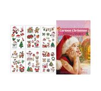 dzqad Calcas Transferentes Temporales | 6 Unidades Pegatinas Navideñas Ojos - Detalles Regalo Calcetín Adhesivos Santa Reno Copo Nieve,Decoraciones Brazos Ojos Cuerpo Fiestas Niños Niñas