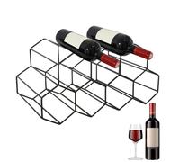 dzqad Estante para Vino para 9 Botellas, Encimera para Estantes para Vino de 3 Niveles, Botelleros de Metal, Estante para Vino clásico, Estante para Vino en Forma de Panal para Bar, Bodega, sótano,