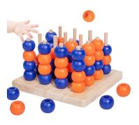dzqad Juego De 4 En Línea - Juego De Mesa Conecta 4 De Madera 3D Portátil para Adultos Y Niños - Educativo De Vinculación Familiar para Cumpleaños Vacaciones Viajes Y Tiempo En Familia