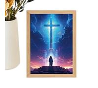dzqad Lámpara De Jesús - Cuadro 3D De Jesús Iluminado | Decoración Religiosa Cristiana LED Para Hogar Iglesia Sala Dormitorio Navidad Cumpleaños Mujeres Hombres