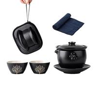 dzqad Tazas de té de cerámica chinas - Servicio de vidrio y vasos portátiles - Servicio de cerámica para tazas antiquemaduras para el hogar, oficinas, fiestas, etc