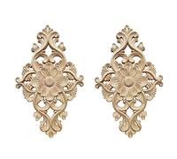 Dzsomt 2 Piezas Molduras Decorativas para Pared Adornos para Puertas Incrustaciones De Madera Tallada Larga Tallado Apliques Florales Tallado en Madera Decoracion Apliques de Madera