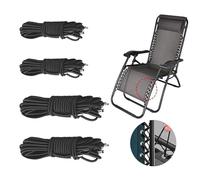 Dzsomt 4 Piezas Recambio Tumbona Cuerda para Tumbona Negro Cuerdas Elásticas para Silla Reclinable Gravedad Cero reclinables Cuerdas Elásticas para Reclinables de Jardín, Tumbonas(2x2.25m+2x1.5m)