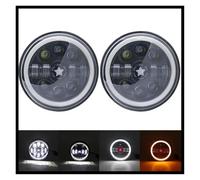 DZSQTUND Para Keenworth T-2000 1998-2010 7 Pulgadas Faro 2x Coche Led Alto/bajo H4 Halo Ángulo Ojos DRL Carcasa Lámpara Coche(50w Halo lightBlackC)