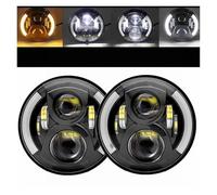 DZSQTUND Para Mazda Para Miata MX5 7 Pulgadas Faro 2x Coche Led Alto/bajo H4 Halo Ángulo Ojos DRL Carcasa Lámpara Coche(50w Halo lightBlackA)
