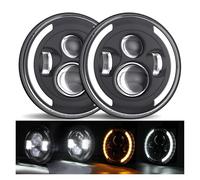 DZSQTUND Para Mercedes Para Benz-G-G55 7 Pulgadas Faro 2x Coche Led Alto/bajo H4 Halo Ángulo Ojos DRL Carcasa Lámpara Coche(40w Halo lightBlackB)