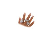 DZSYJKTM Anillos de perlas grandes irregulares de oro grueso, apilables, para mujer, no se deslustran, perlas barrocas grandes únicas, plateadas, plisados, juego de anillos para nudillos, regalo de