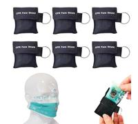 DZTSMART Máscara respiratoria de 6 unidades, máscara CPR llavero con mosquetón, paño respiratorio con válvula antirretorno, barrera de respiración, RCP, máscara de bolsillo para primeros auxilios o