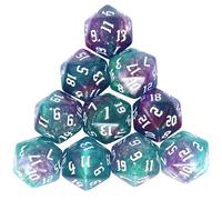 Dzxin Dados de rol 20 Caras,10 Piezas Caras Dados Poliédricos, 20mm D20 Dados para Dungeons and Dragons DND RPG MTG Juegos de Cartas de Mesa y Otros Juegos de Mesa (Verde+Morado)