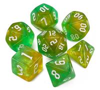 Dzxin Dados de rol, 7 PCS Dados DND para Juegos de Mesa de rol, Dungeons and Dragons (Amarillo+Verde)