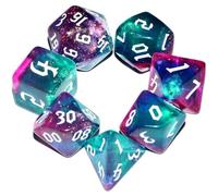 Dzxin Dados de rol, 7 PCS Dados DND para Juegos de Mesa de rol, Dungeons and Dragons (Azu+Morado)
