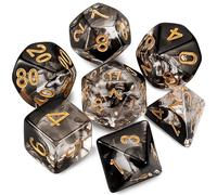 Dzxin Dados de rol, 7 PCS Dados DND para Juegos de Mesa de rol, Dungeons and Dragons (Negro)