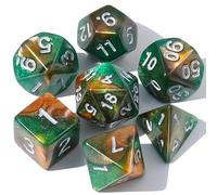 Dzxin Dados de rol, 7 PCS Dados DND para Juegos de Mesa de rol, Dungeons and Dragons (Verde+Naranja)