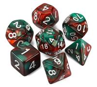Dzxin Dados de rol, 7 PCS Dados DND para Juegos de Mesa de rol, Dungeons and Dragons (Verde+Rojo)